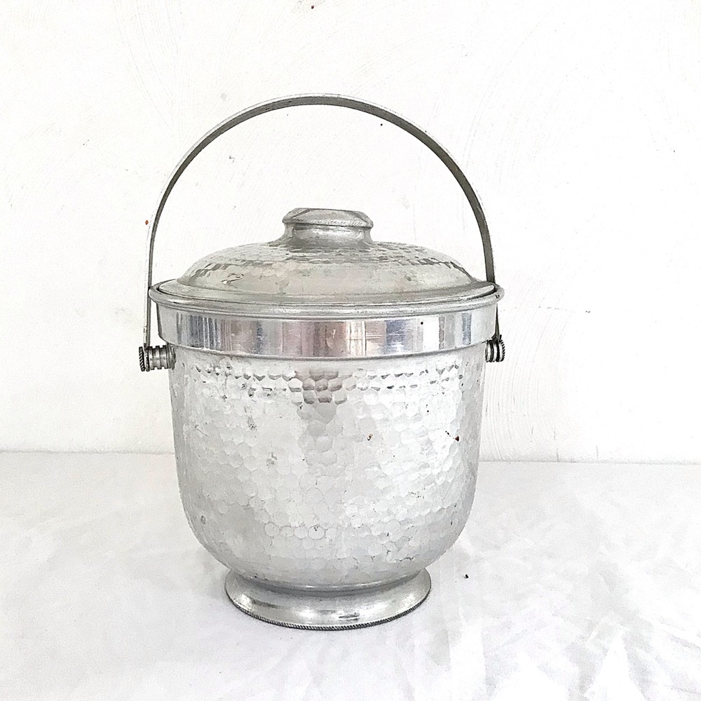 SOLD! Silver Hammered Ice Bucket, Italy - Picture 1 of 5